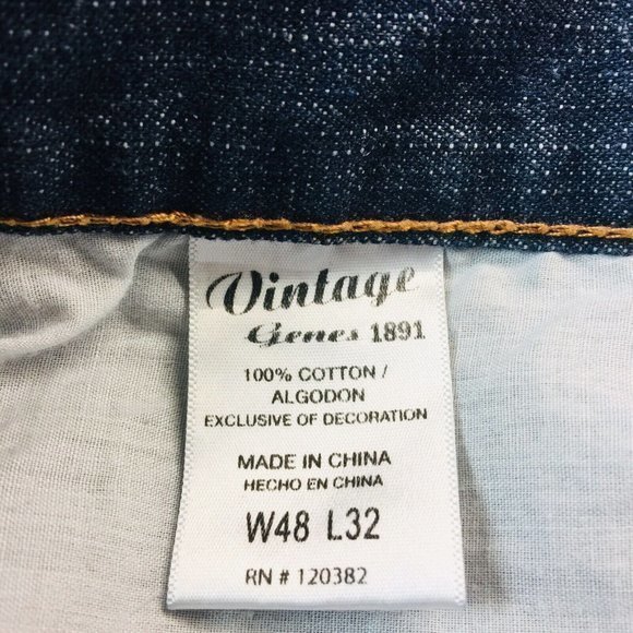 Vintage Genes 1891 Slim Straight Jeans Dark 48‎ X 32 Actual 45 X 30 - Picture 4 of 12
